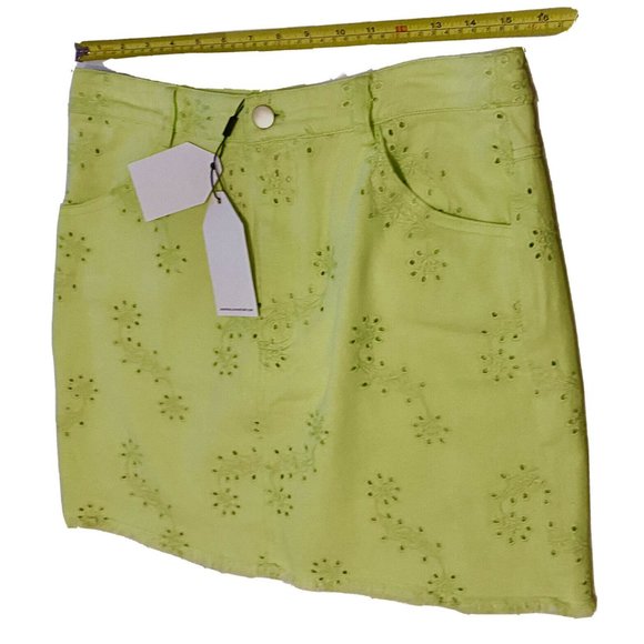 Eyelet Lined Skirt English Factory Green Sz Large - Picture 1 of 3